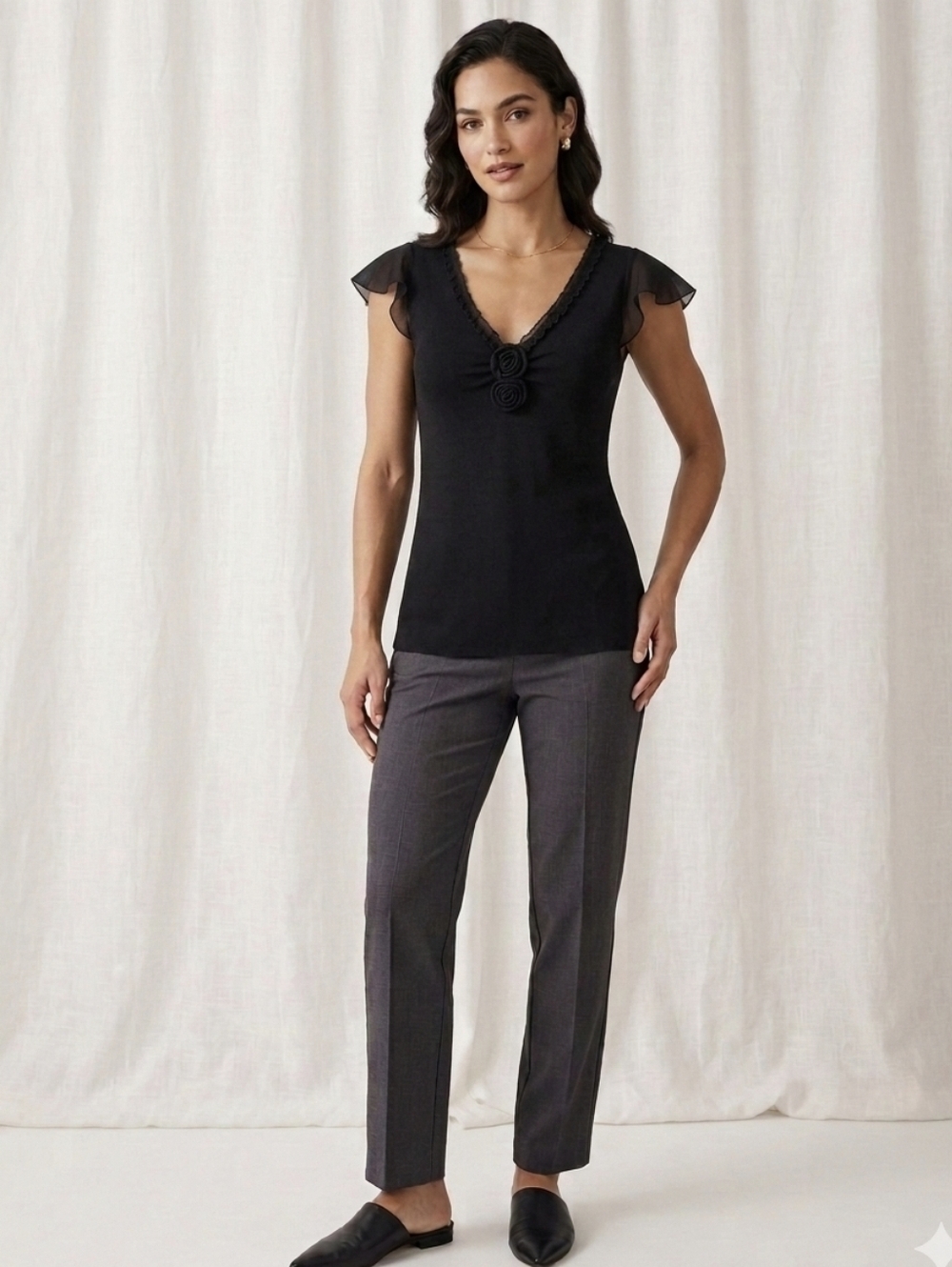 Y2k Max Studio Black Layered Mesh Top Size M